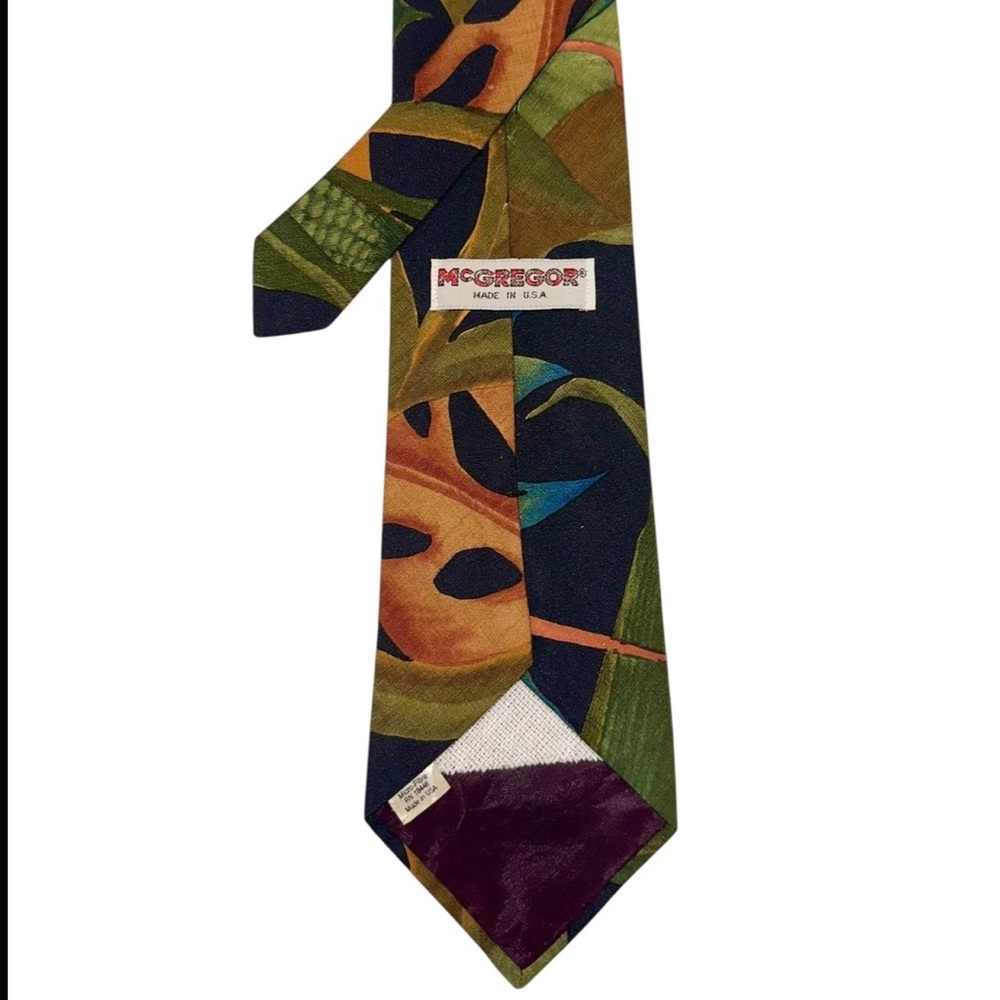 Rare Vintage 80s McGregor Mens Tie Colorful Corn Farming USA Microfiber 58x3.75” - Picture 2 of 3